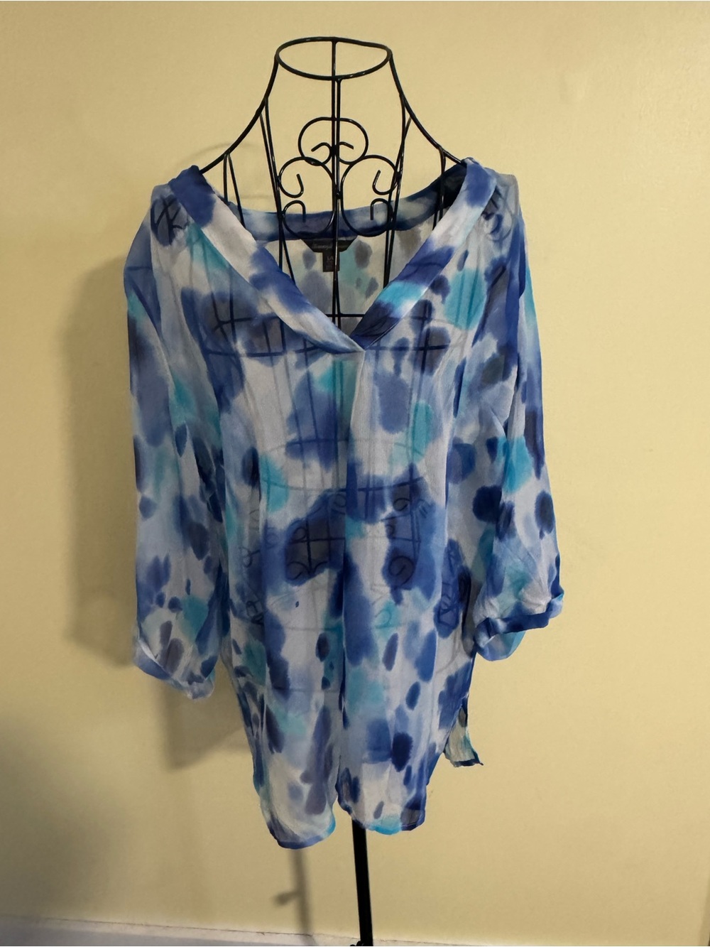 Tommy Bahama Tie Dye V Neck Silk Beach Cover-Up Size Large